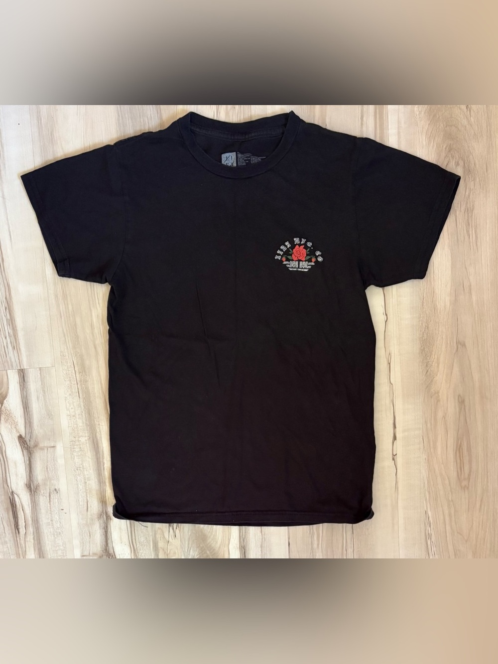 Lira Graphic Tee with Red Rose Chest Print